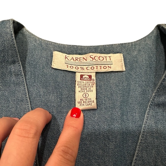 Vintage Denim Vest Embroidered Hearts Flowers Boho‎ Retro Cottagecore Festival M - Picture 3 of 6